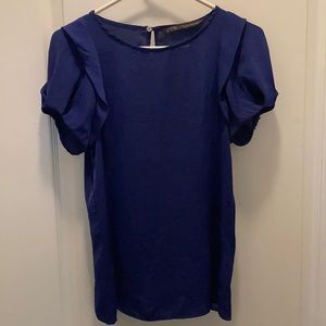 🌈ZARA sz s Blue soft puff sleeve shirt- buy anything get this free!